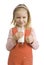 Girl with milk showing OK sign