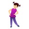 Girl morning exercise icon, cartoon style