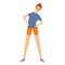 Girl morning exercise icon, cartoon style