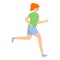 Girl morning running icon, cartoon style