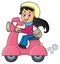 Girl on motor scooter theme image 1