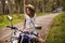 Girl and motorcycle