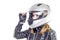 Girl in a motorcycle helmet