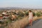 Girl on mountain road with a view