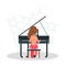 Girl musician playing the piano color flat illustration