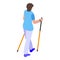 Girl nordic walking icon, isometric style