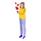 Girl online dating icon, isometric style