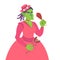 Girl orc in pink dress in Victorian style