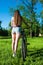 Girl outgoing with her bicycle