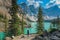 Girl overlooking Moraine lake Banff Canada