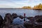 Girl on the Pacific Ocean Coast on Vancouver Island