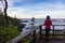 Girl on the Pacific Ocean Coast on Vancouver Island