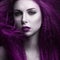 The girl with pale skin and purple hair in the form of a vampire. Insta color.