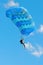 The girl-parachutist under a blue parachute