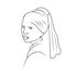 Girl with a Pearl Earring. Vector illustration.