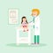 Girl in pediatrics office flat illustration