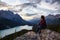 Girl at Peyto Lake, Banff National Park, Alberta, Canada