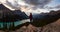 Girl at Peyto Lake in Canadian Rockies