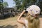 Girl Photographing Ancient Temple