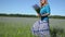 Girl pick flowers field