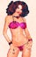 Girl in pink bikini with watercolor effect.