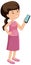 Girl in pink dress holding phone