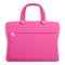 Girl pink laptop bag icon, cartoon style