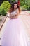 Girl in pink wedding dress