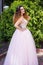 Girl in pink wedding dress