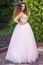 Girl in pink wedding dress