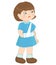 Girl with plaster on her hand. Broken arm. Vector illustration.