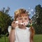 Girl play in bubbles