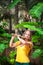 Girl playing the bamboo flute