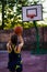 Girl playing basketball