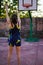 Girl playing basketball outdoor