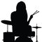 Girl playing drums silhouette in black illustration