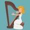 Girl playing the harp vector cartoon