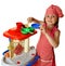 Girl playing with kitchen