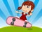 Girl playing skateboard cartoon vector illustration