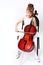 Girl playing on violoncello