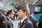 The girl police officer in the city of St. Petersburg.