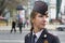 The girl police officer in the city of St. Petersburg.