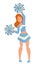 Girl with pompoms cheerleader or student isolated female character
