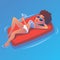 Girl in the pool on airbed with martini