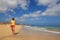 Girl and Porto Santo beach