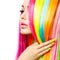 Girl Portrait with Colorful Hair and Nail polish