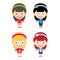 Girl portrait fun happy boy young expression cute teenager cartoon character little kid vector illustration.