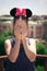 Girl portrait with minnie mouse ears