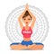 Girl in pose of yoga. Lotus pose. Woman going yoga exercise.