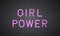 Girl Power 3d neon banner on brick wall. Inspirational quote. Feminist slogan sign. Feminism and women rights concept. Womens day